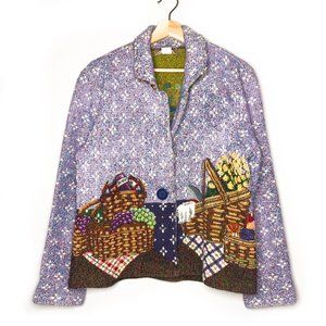 Vintage Painted Pony Picnic Scene Blazer